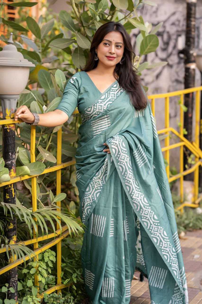 Chanderi Cotton Batik Printed Saree