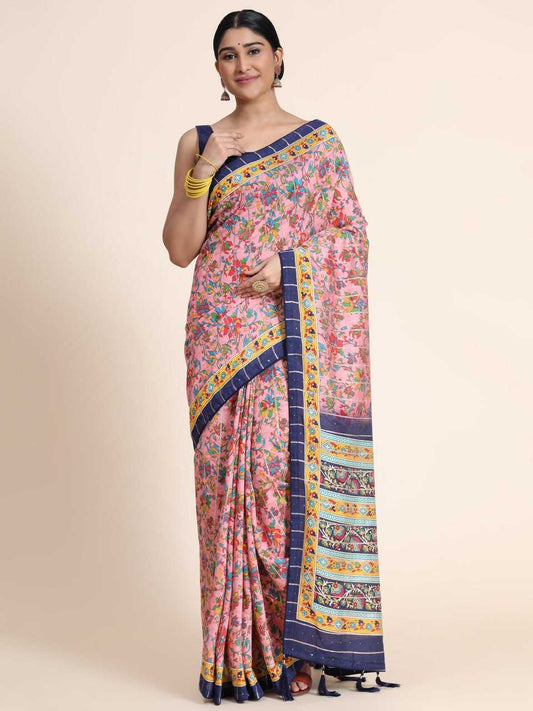 Stylish Chanderi Cotton Saree with Digital Print