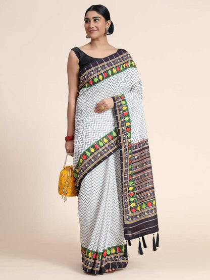 Chanderi Cotton Saree with Digital Print