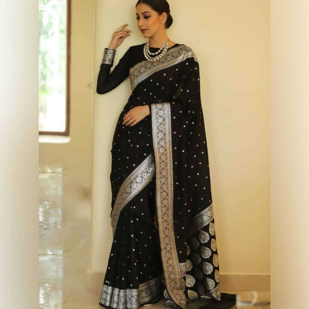 Black Soft Cotton Linen Saree