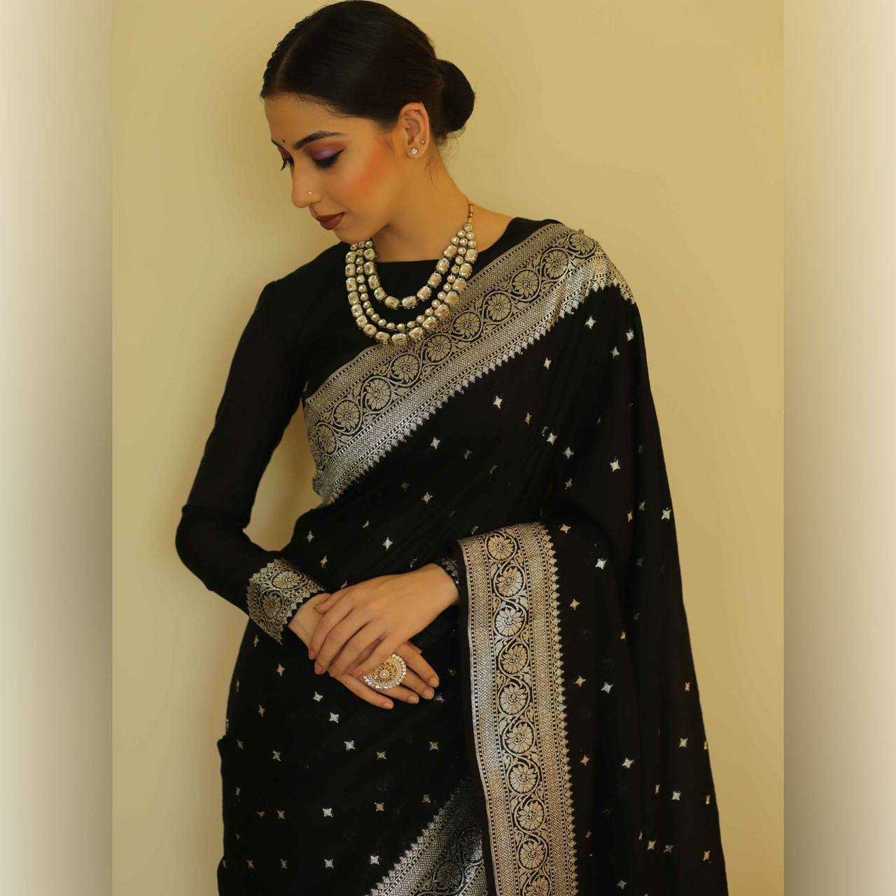 Black Soft Cotton Linen Saree