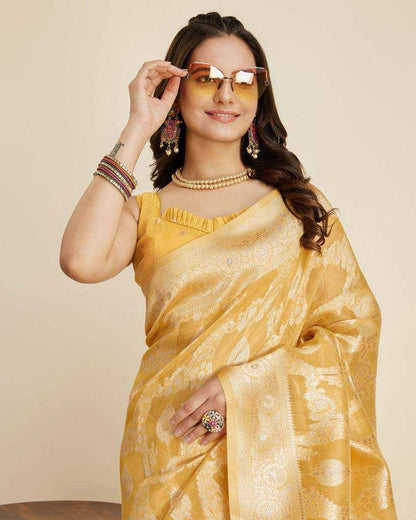 Silk Cotton Saree Jacquard Work with Zari Thread