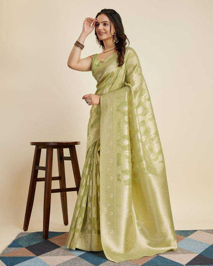 Silk Cotton Saree Jacquard Work with Zari Thread