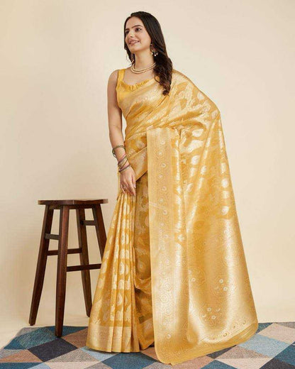 Silk Cotton Saree Jacquard Work with Zari Thread