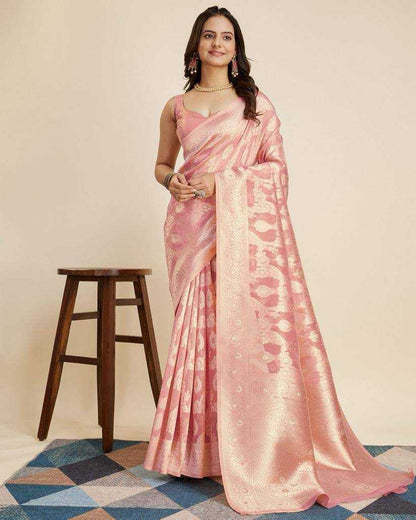 Silk Cotton Saree Jacquard Work with Zari Thread