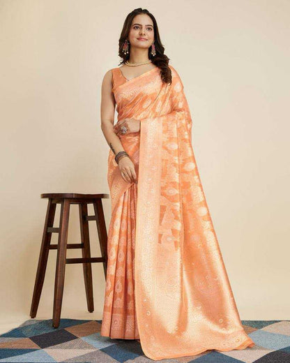 Silk Cotton Saree Jacquard Work with Zari Thread