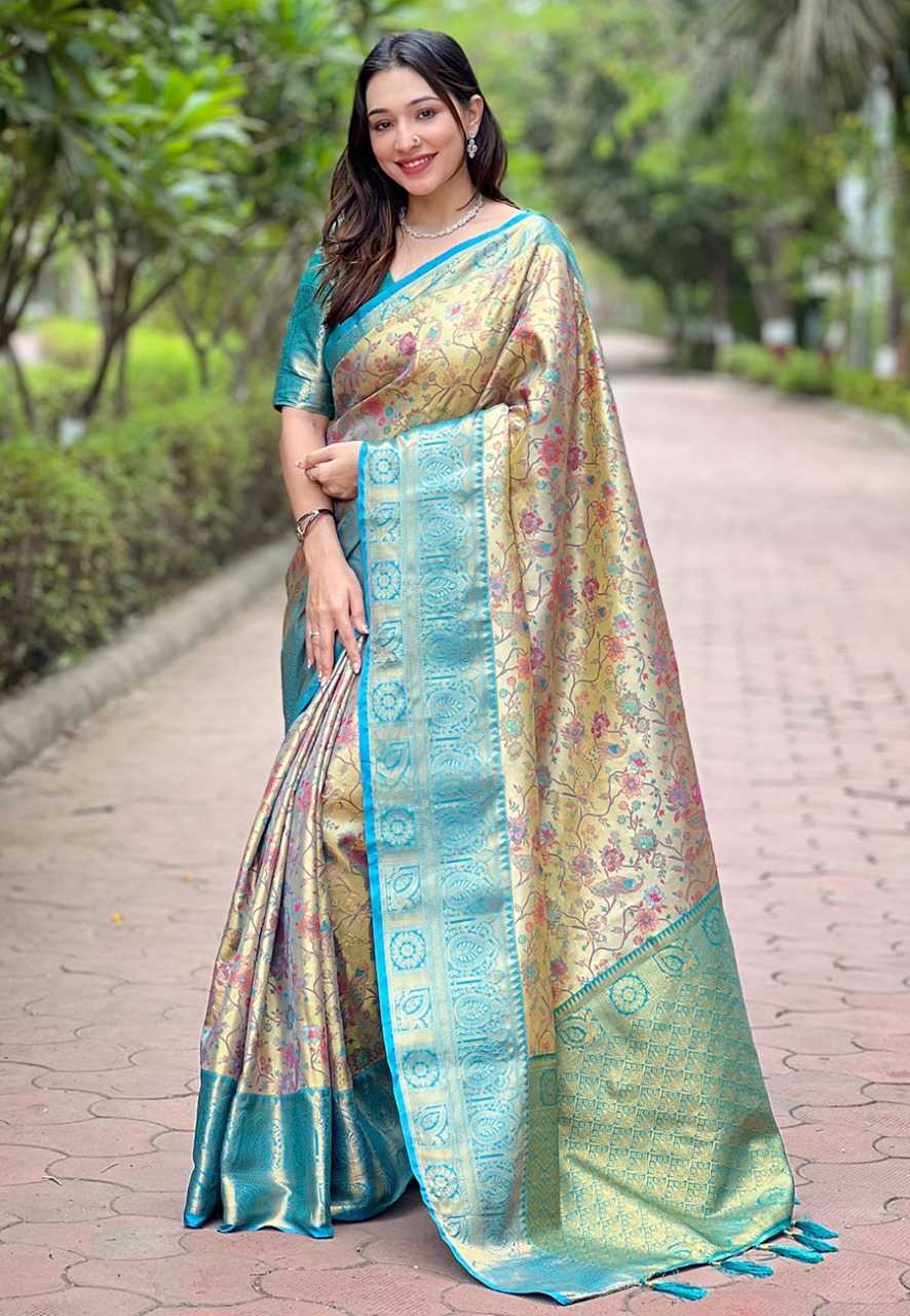 Traditional Dharmavaram Silk Saree with Zari Weaves