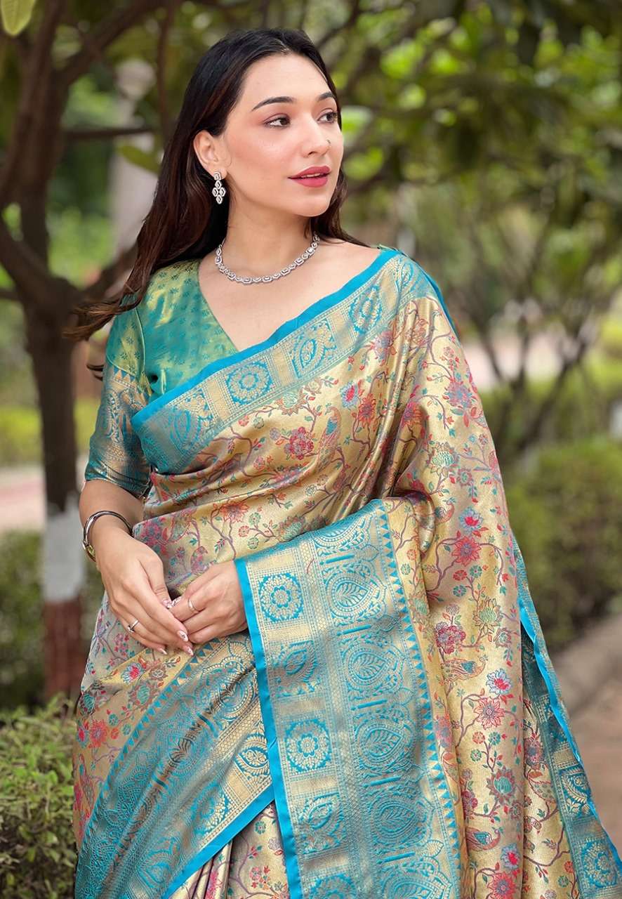 Traditional Dharmavaram Silk Saree with Zari Weaves