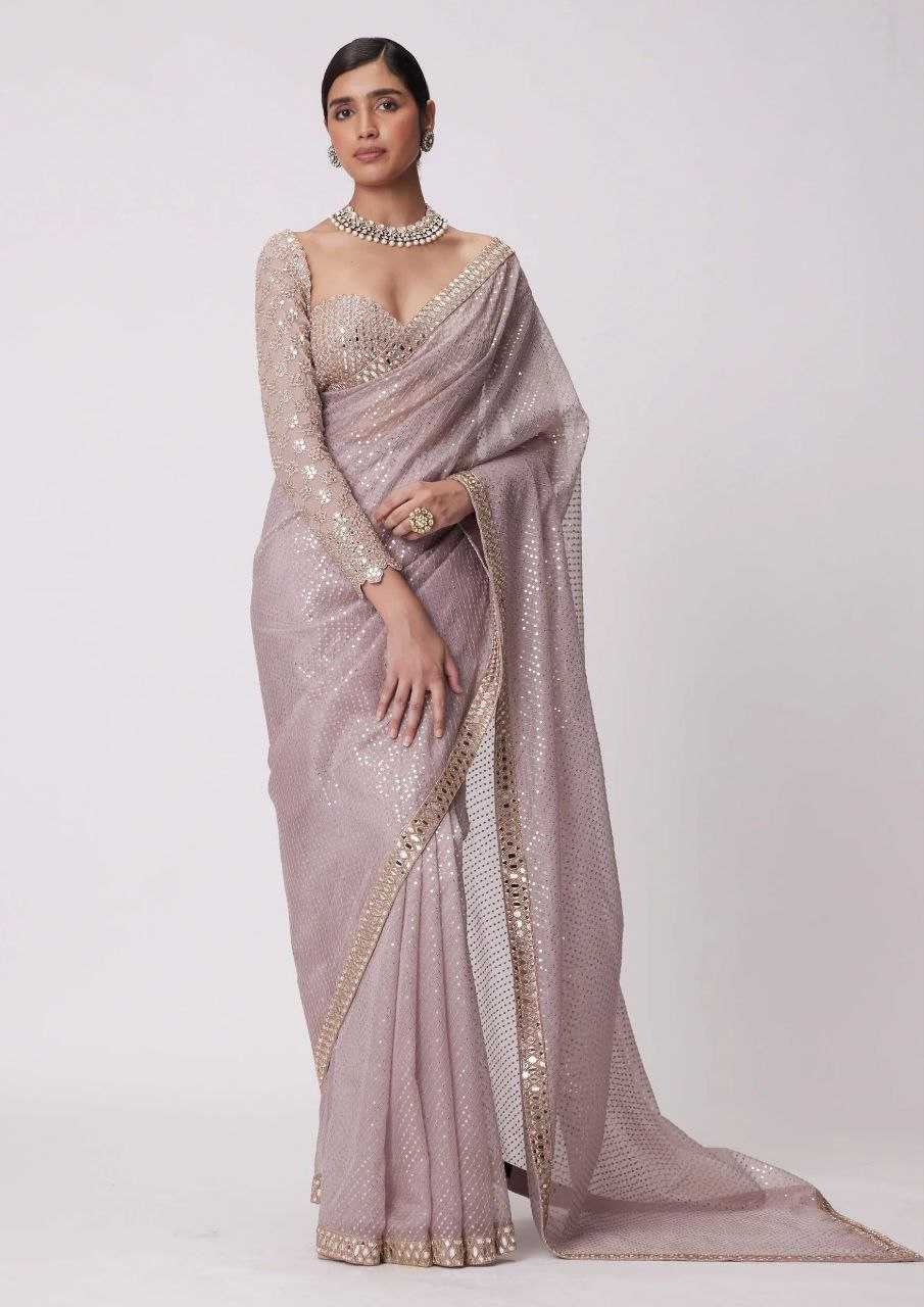 Lavender Faux Georgette Saree