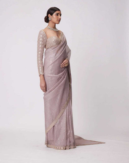 Lavender Faux Georgette Saree