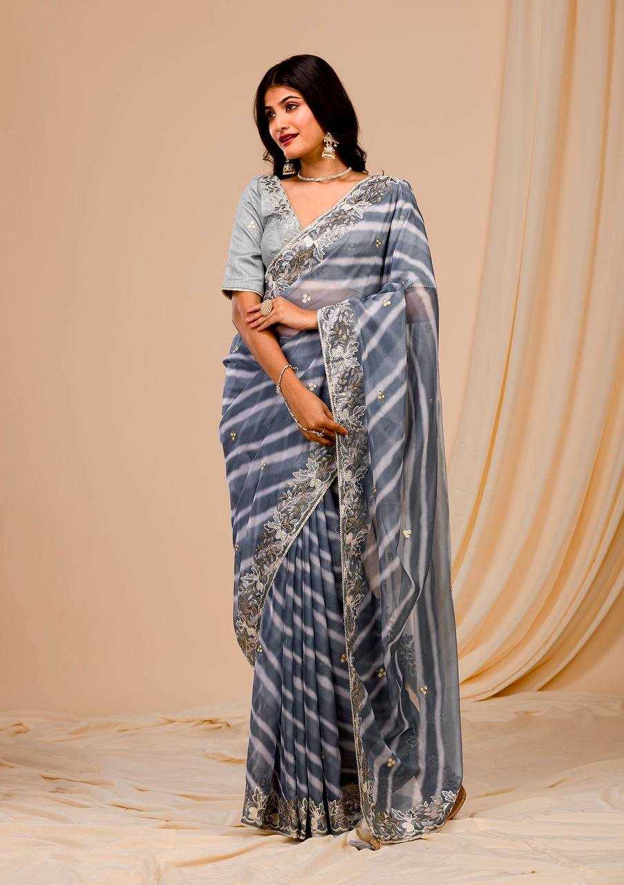 Georgette Saree with Stripe Pattern