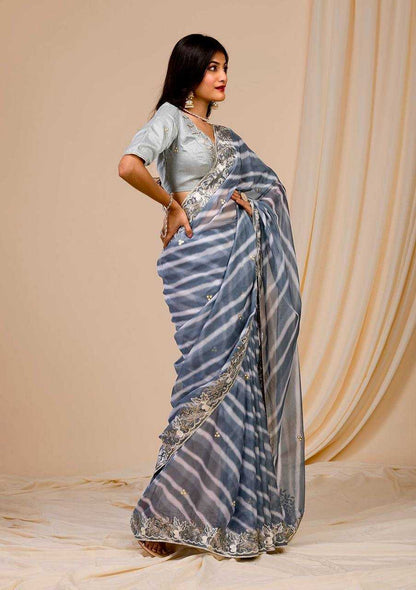 Georgette Saree with Stripe Pattern