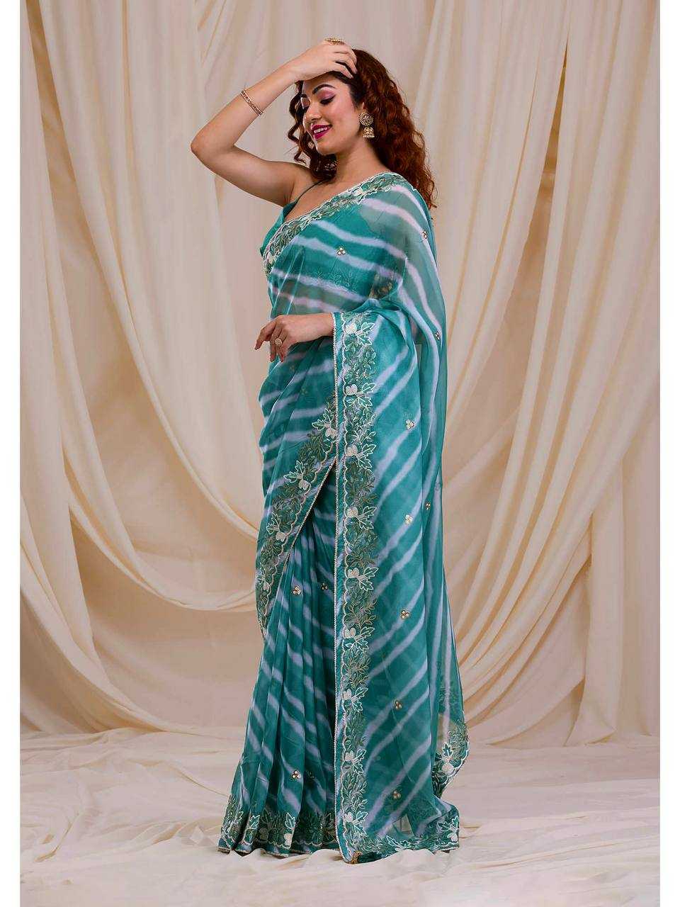 Georgette Saree with Stripe Pattern