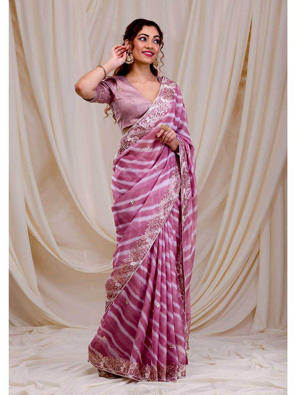 Georgette Saree with Stripe Pattern