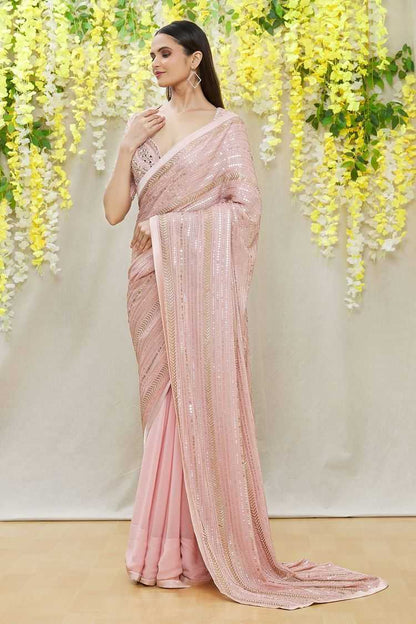 Elegant Georgette Saree with Sequins Emboidery