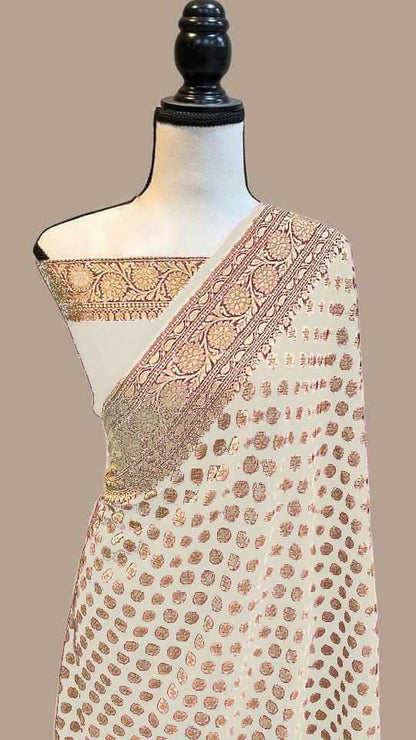 Traditional Pure Soft Khadi Georgette Silk Saree With Rich Zari Wooven Pallu