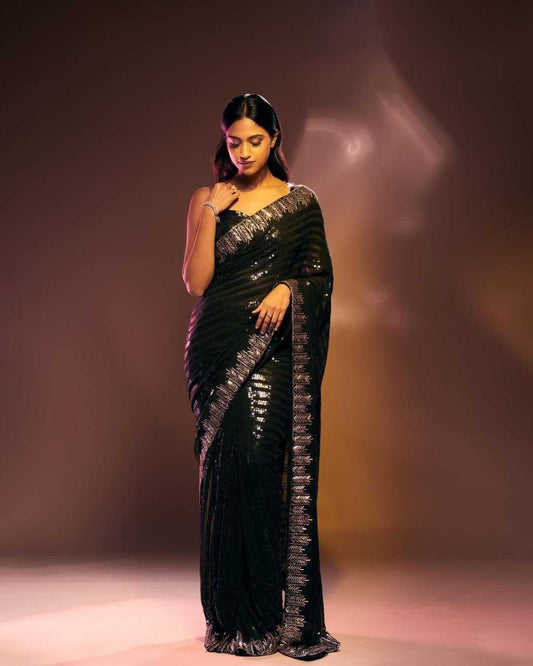 Traditional Georgette Saree with Sequin Embroidery