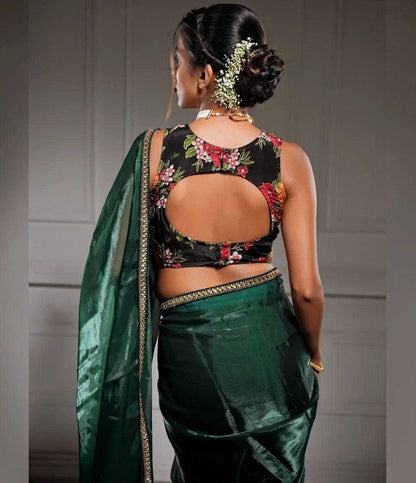 Plain Green Jimmy Choo Saree