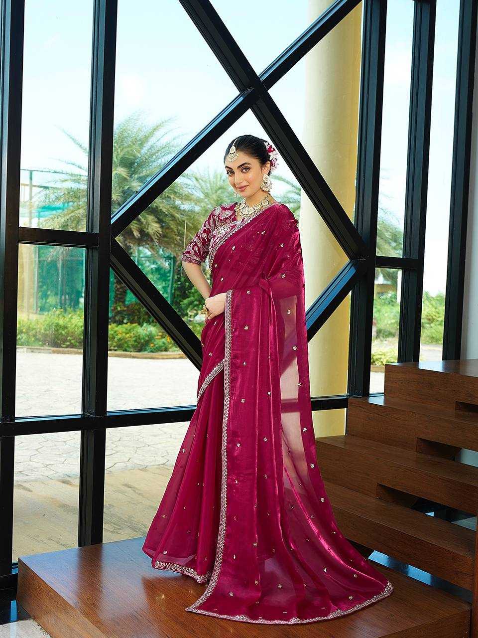 Stylish Red Jimmy Choo Saree