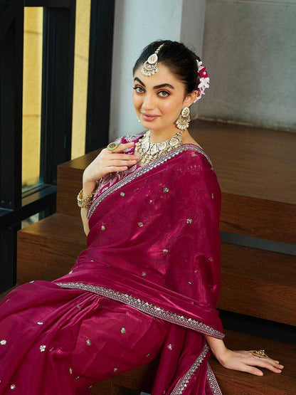 Stylish Red Jimmy Choo Saree