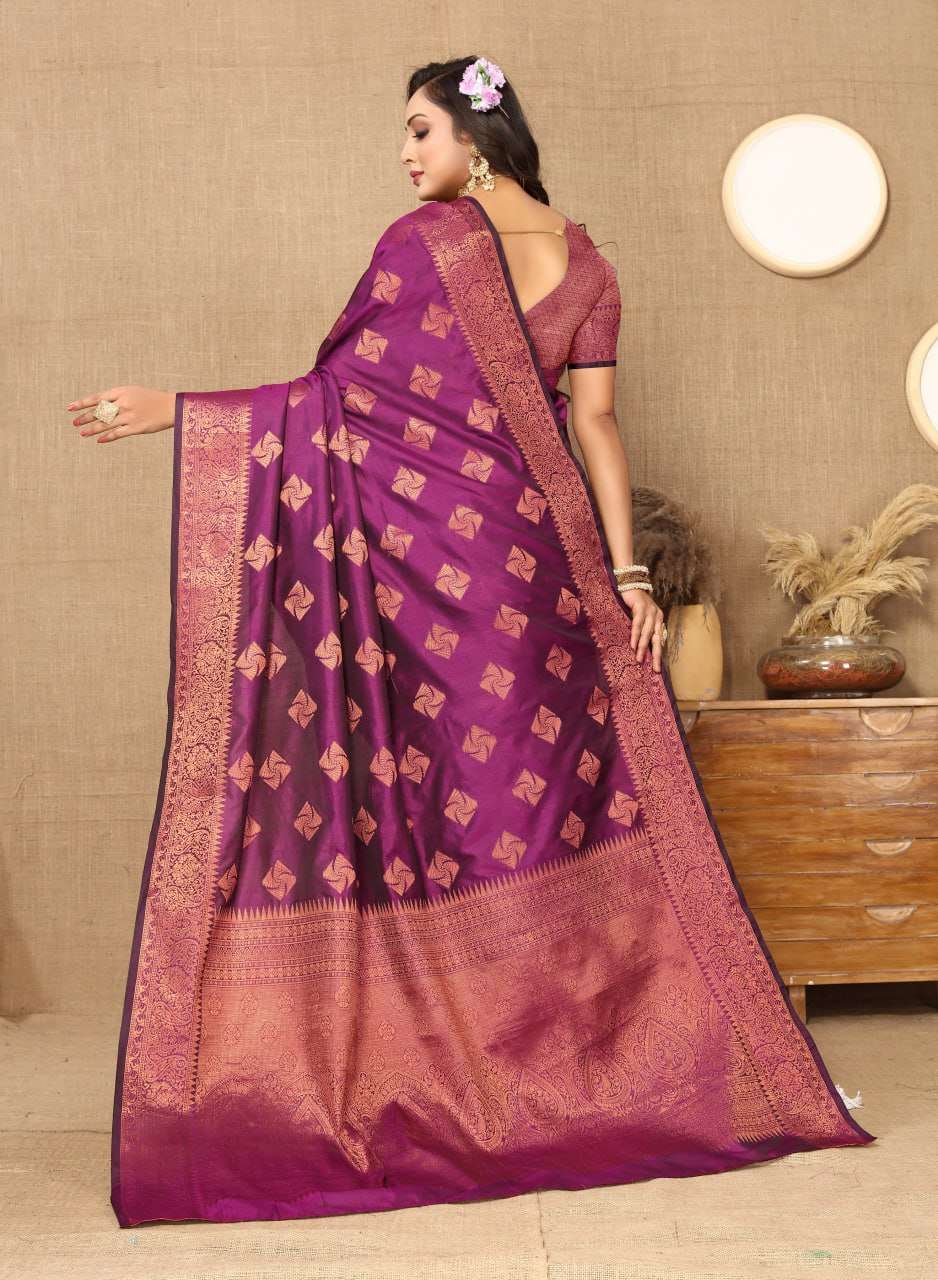 Purple Traditional Katan Silk Saree