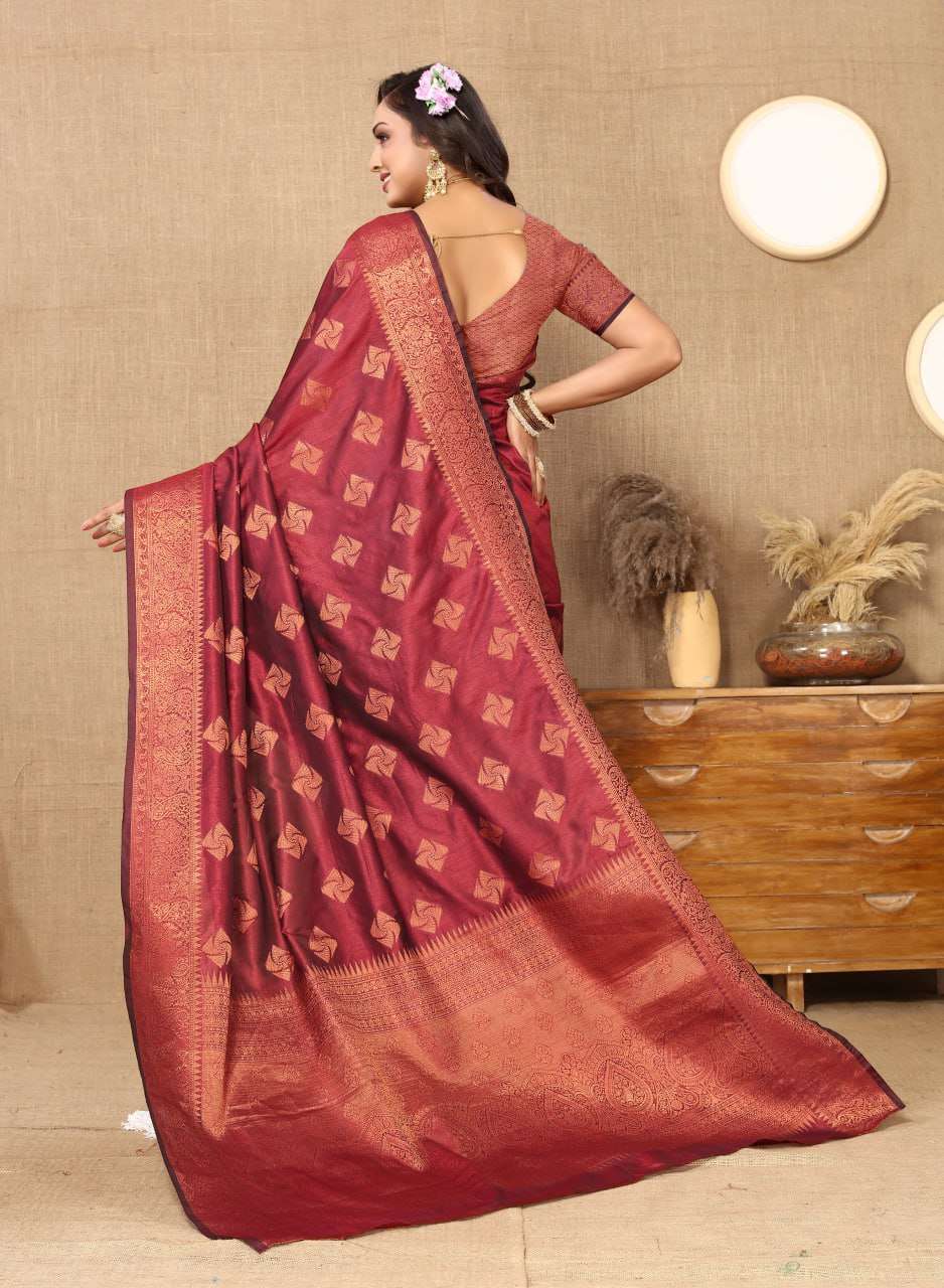 Red Traditional Katan Silk Saree