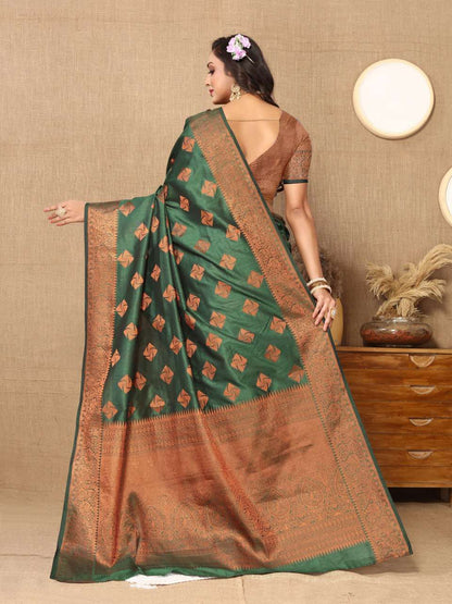 Green Traditional Katan Silk Saree