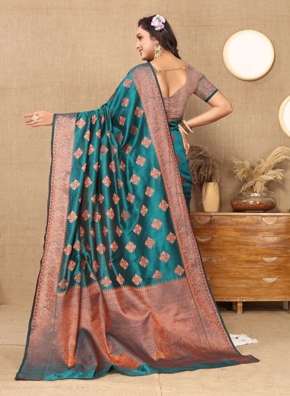 Blue Traditional Katan Silk Saree