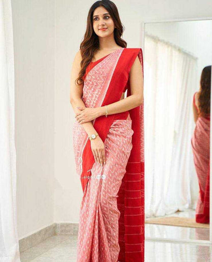 Plain Linen Saree With Linen Print