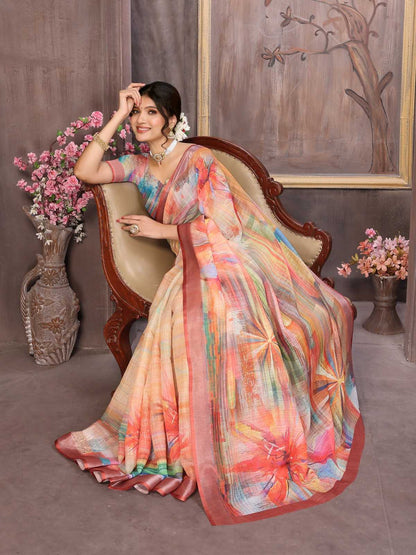 Stylish Linen Saree