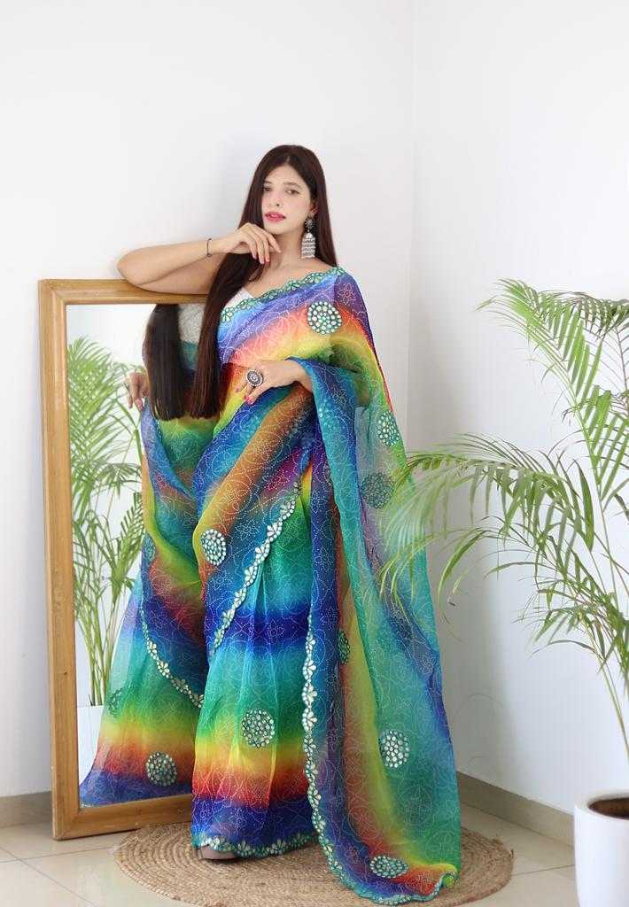 Multi Color Light & Airy Soft Organza Saree