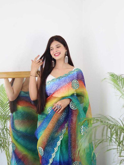 Multi Color Light & Airy Soft Organza Saree