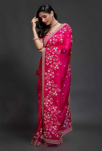 Pink Organza Saree