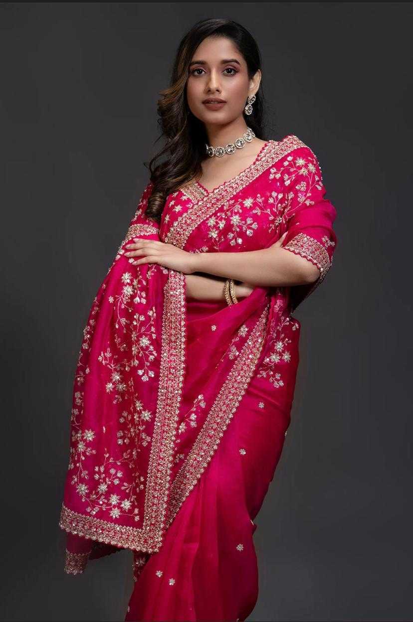 Pink Organza Saree