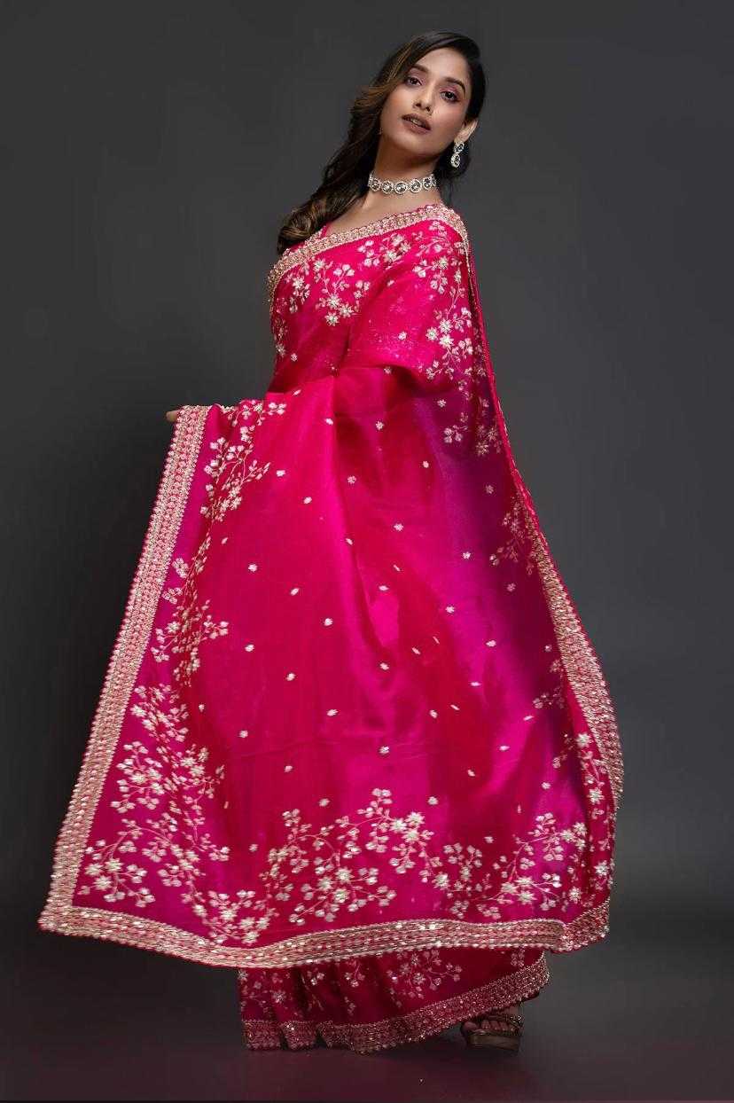 Pink Organza Saree