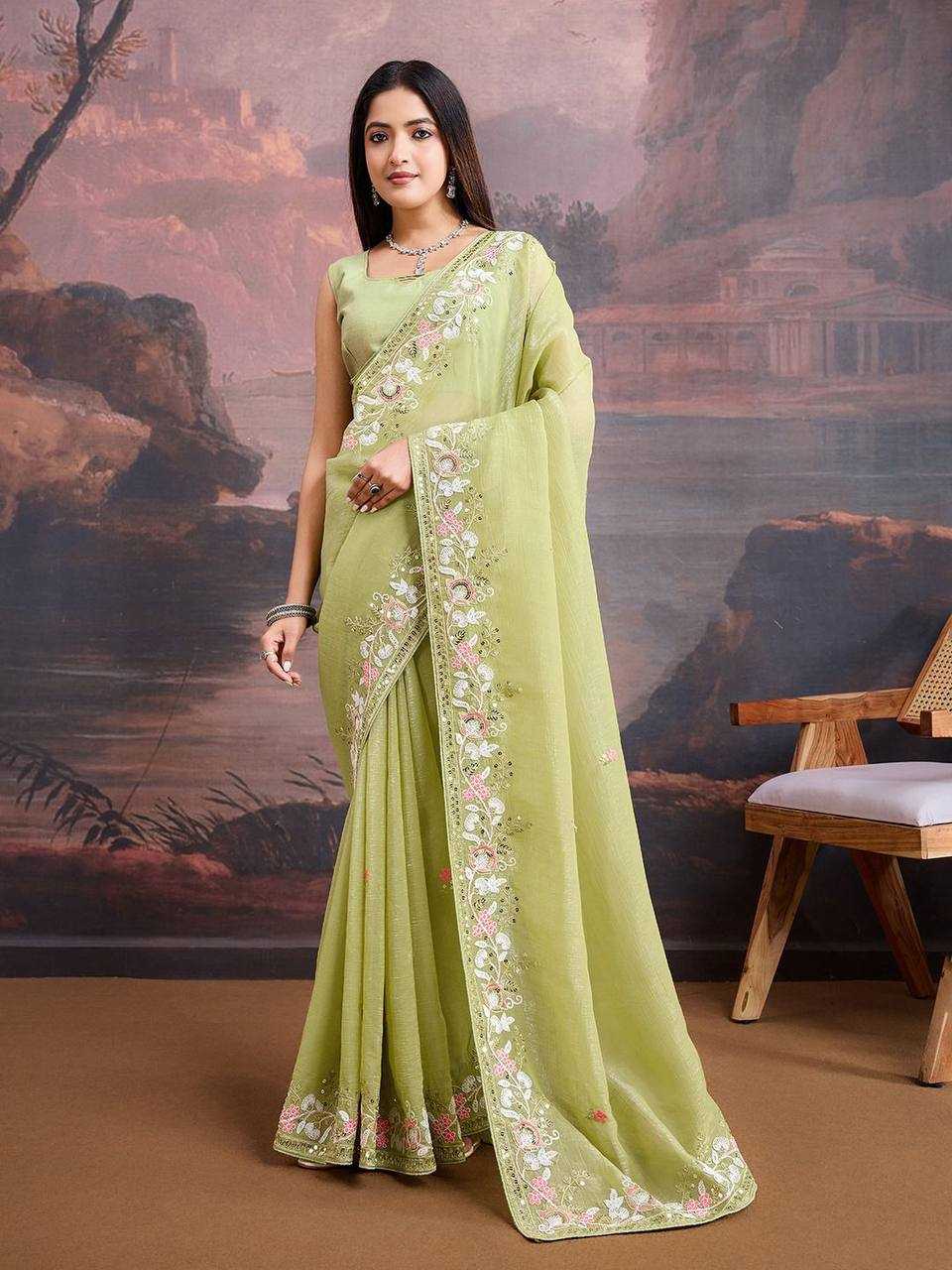 Green Premium Soft Organza Saree