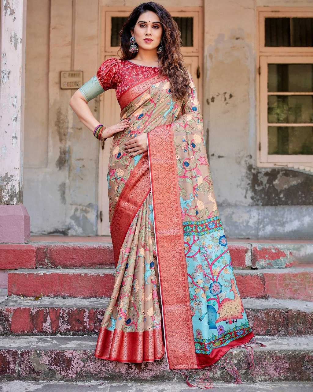 Stylish Multi Color Pure Silk Saree