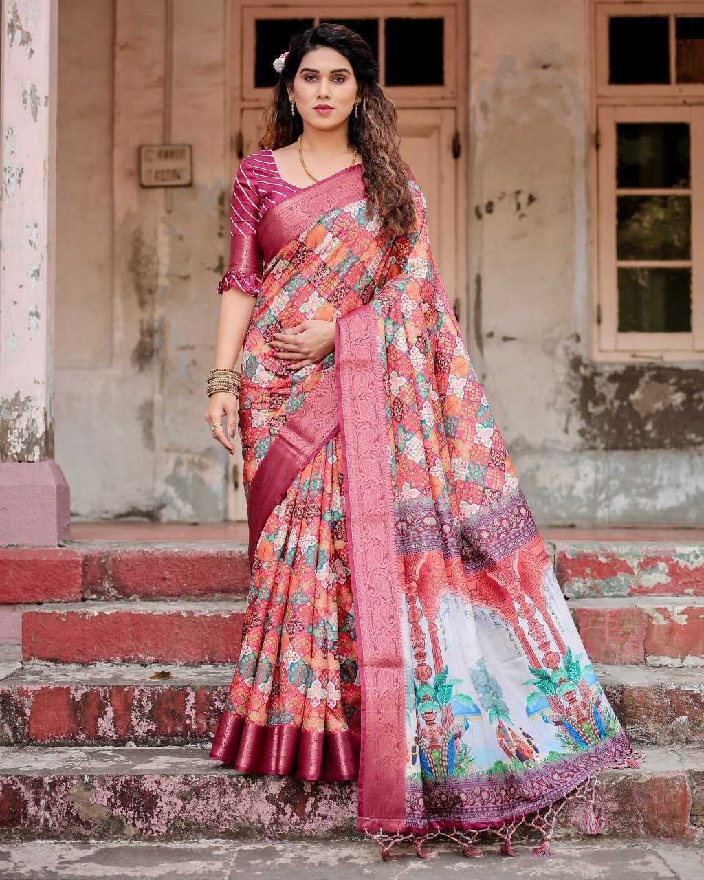 Pink Pure Silk Saree