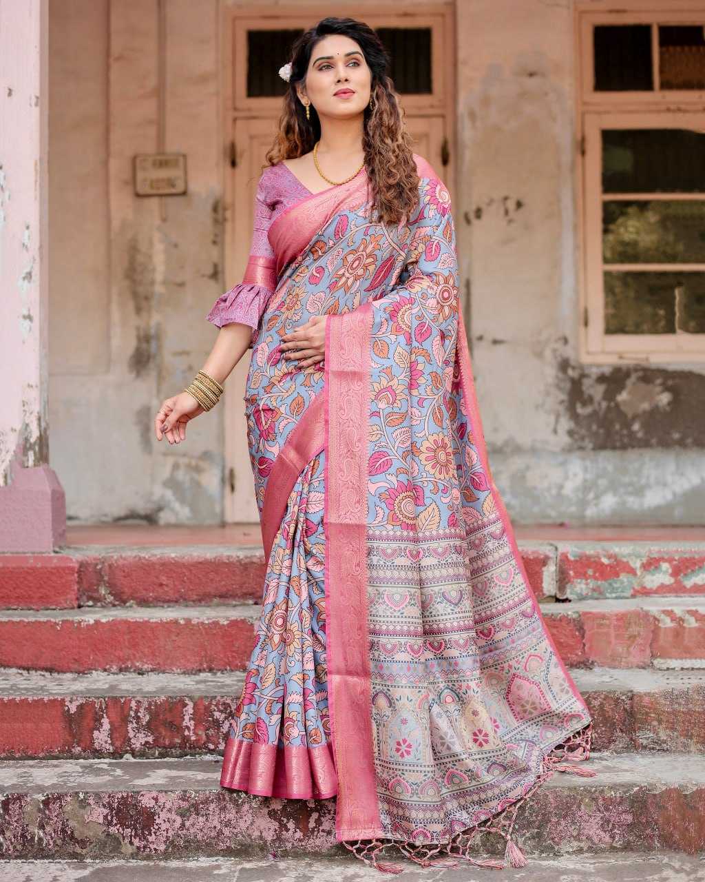 Multi Color Pure Silk Saree