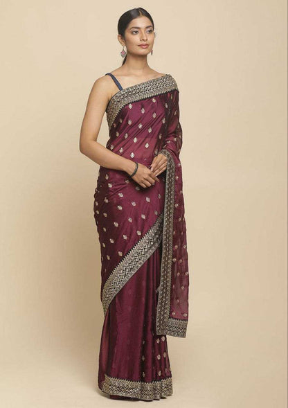 Elegant Rangoli Silk Saree with Designer Velvet Work Lace Border