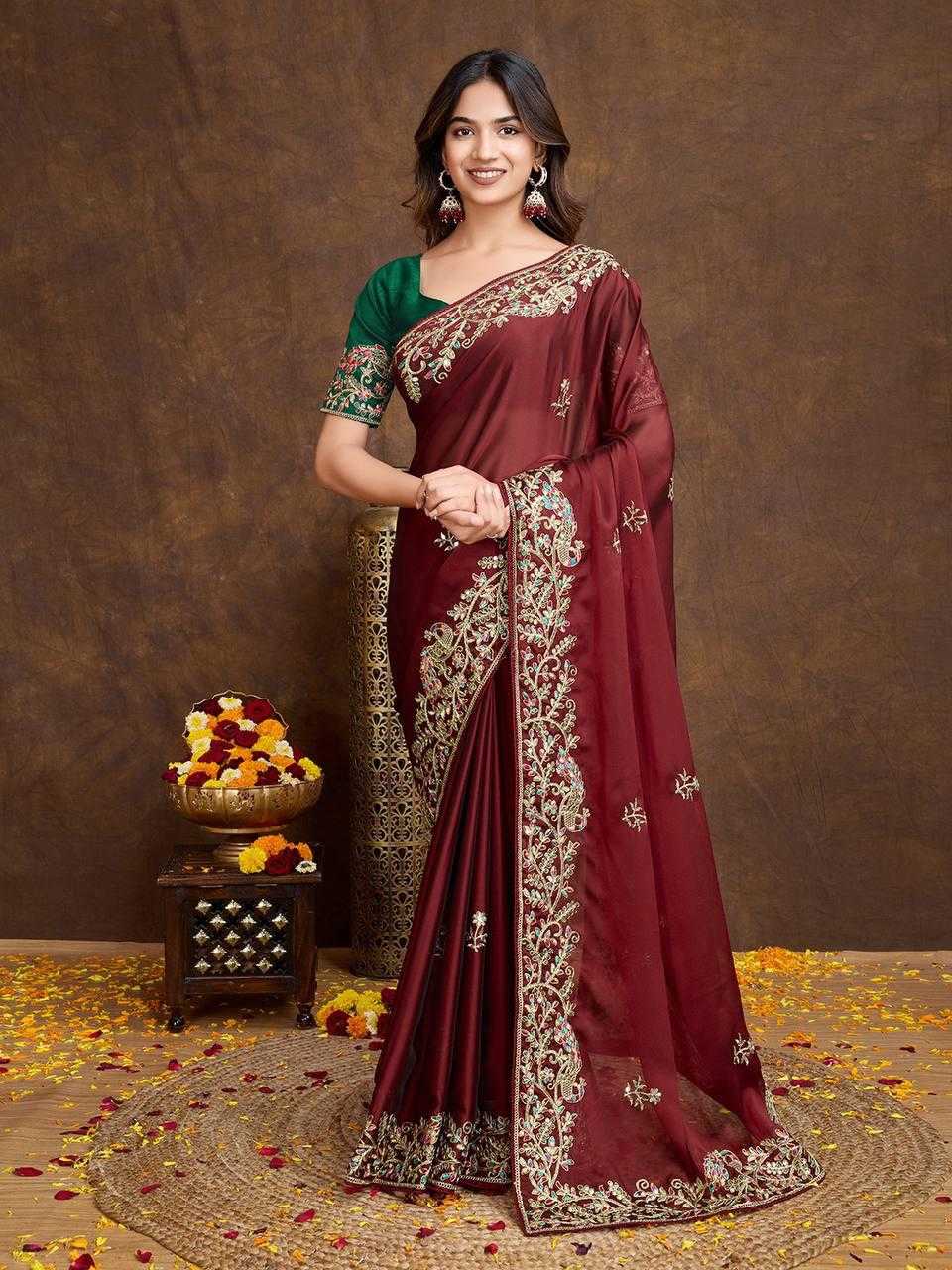 Elegant Red Rangoli Silk Saree