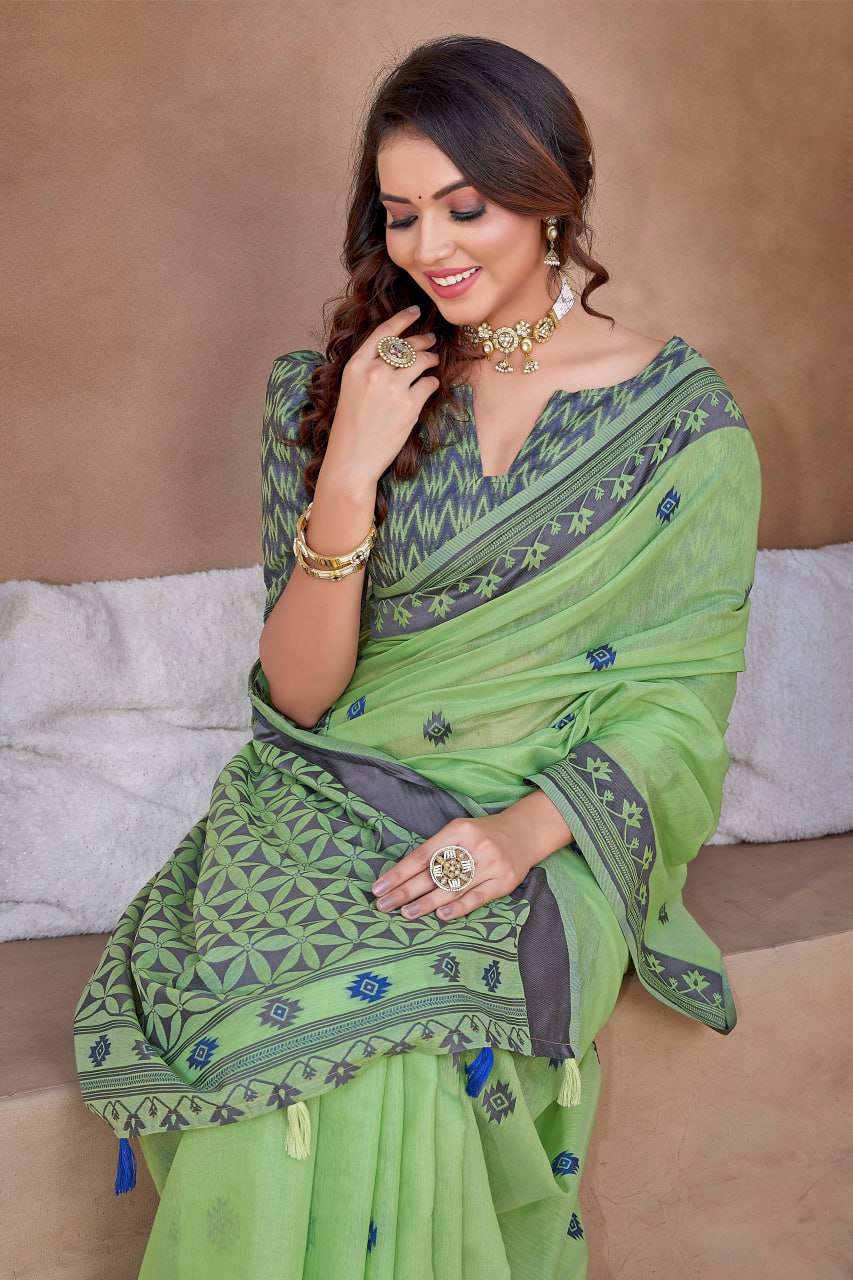 Elegant Handloom Cotton Silk Saree with Beautiful Satin Weaving Border