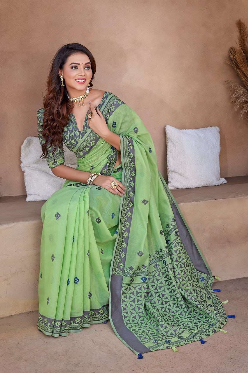 Elegant Handloom Cotton Silk Saree with Beautiful Satin Weaving Border