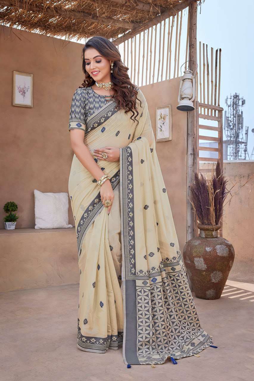 Elegant Handloom Cotton Silk Saree with Beautiful Satin Weaving Border