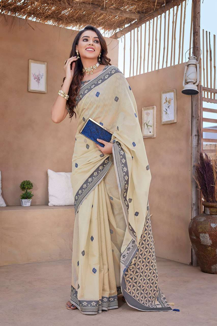 Elegant Handloom Cotton Silk Saree with Beautiful Satin Weaving Border