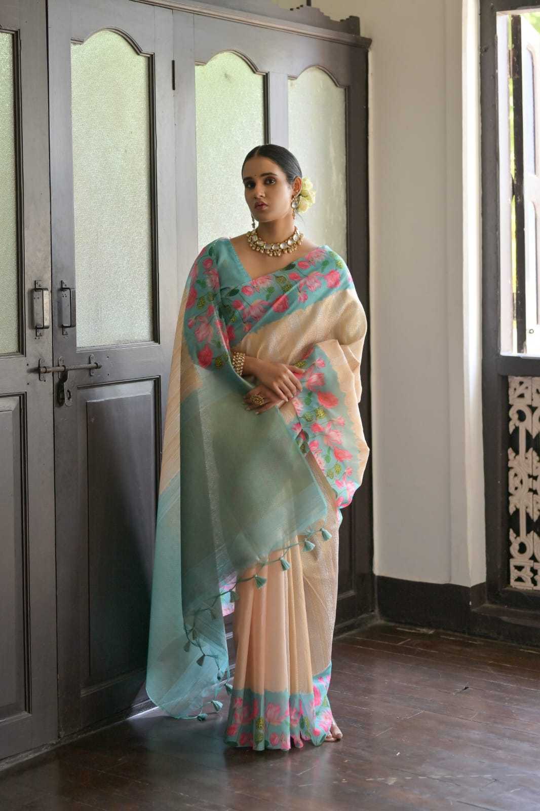 Cream Soft Silk Saree