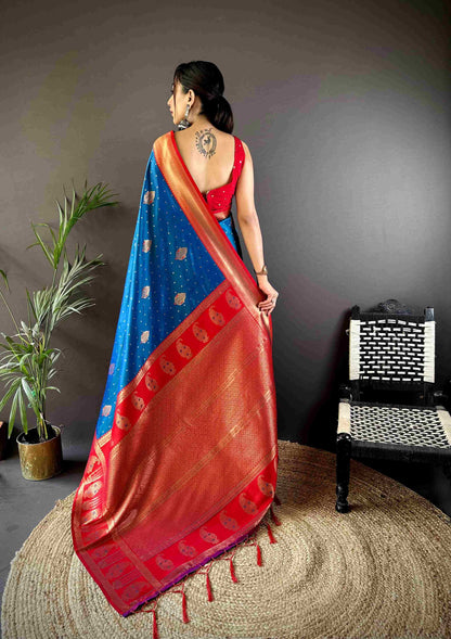 Dark Blue Soft Banarasi Silk Saree