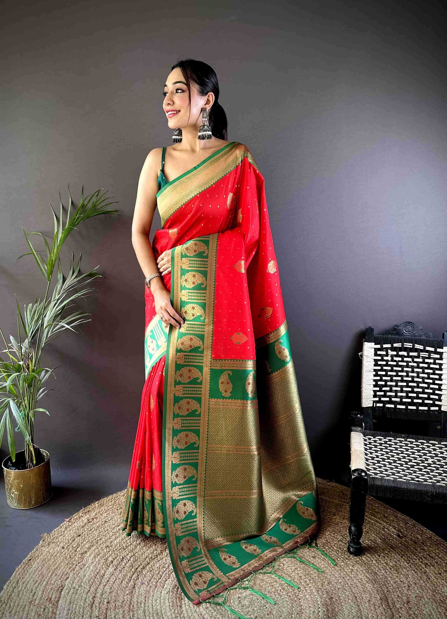 Red Soft Banarasi Silk Saree