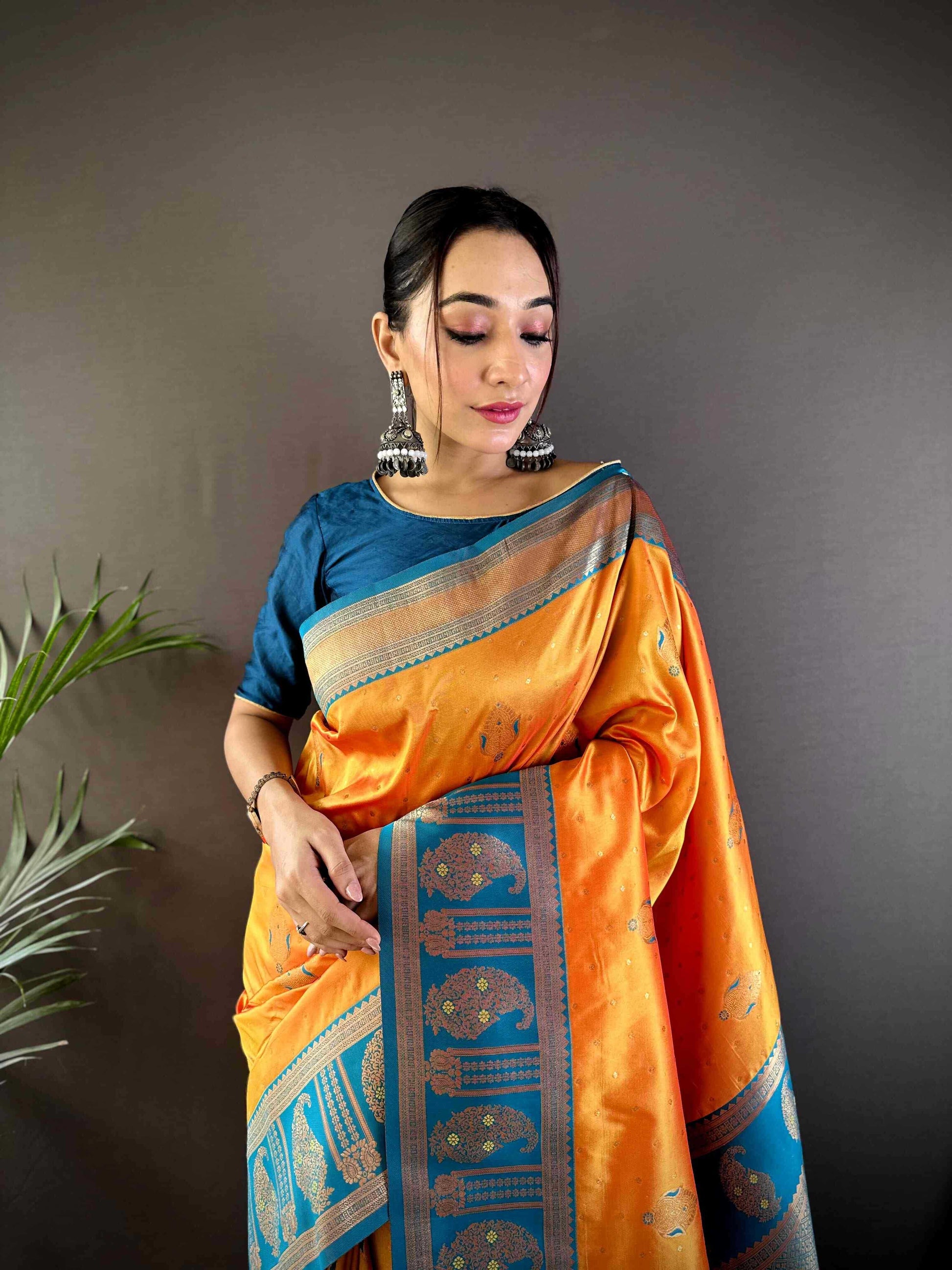 Yellow Soft Banarasi Silk Saree