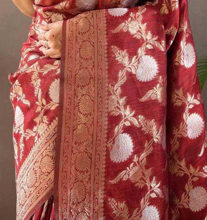 Maroon Traditional Silk Saree With Zari Border